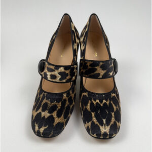 Tuckernuck Velvet Leopard Ellie Mary Jane Block Heels   Size 7